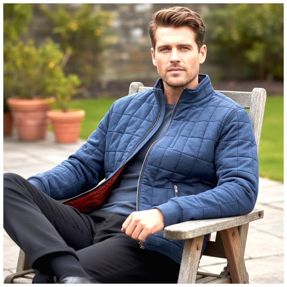 32 Bar Blues Men’s Quilted Full-Zip Jacket. Dark Denim. Large - Picture 7 of 11